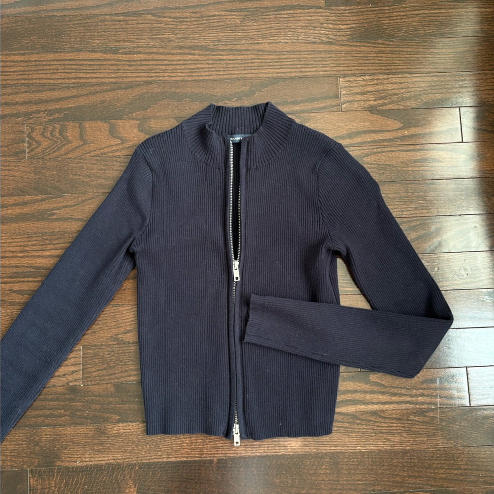 Brandy Melville Navy Blue Zip-Up Sweater